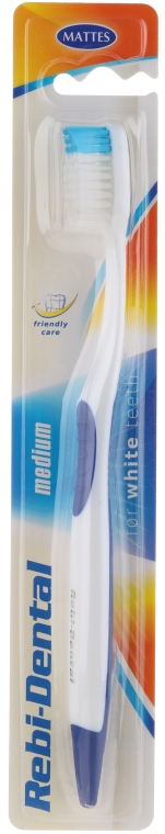Зубная щетка Rebi-Dental M46, средней жесткости, бело-синяя - Mattes — фото N1