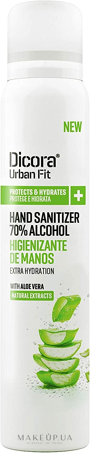 Дезинфицирующий спрей для рук с ароматом алоэ вера - Dicora Urban Fit Protects & Hydrates Hand Sanitizer  — фото 200ml