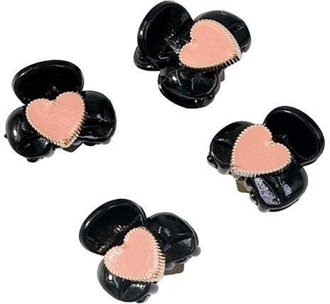 Набор мини-зажимов для волос, 4 шт, черные с розовым - Lolita Accessories — фото N1