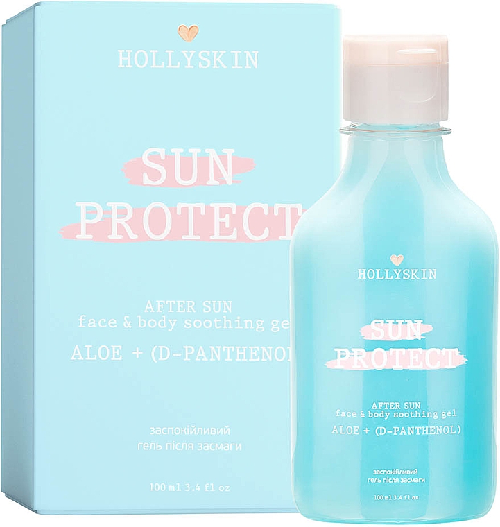 Успокаивающий гель после загара с алоэ вера и Д-пантенолом - Hollyskin Sun Protect After Sun Face&Body Soothing Gel Aloe + D-Panthenol