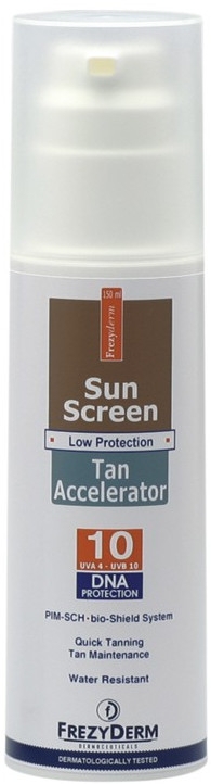 Сонцезахисний крем для тіла з прискорювачами засмаги - Frezyderm Sunsreen Tan Accelerator SPF10 — фото N1