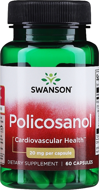 Дієтична добавка "Полікозанол", 20 мг, 60 шт. - Swanson Policosanol — фото N1