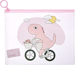 Косметичка CS1154 прозрачная, детская "Дино на велосипеде" - Cosmo Shop — фото N1