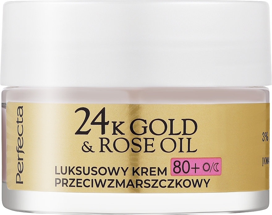 Крем для обличчя від зморщок - Perfecta 24k Gold & Rose Oil Anti-Wrincle Cream 80+ — фото N2