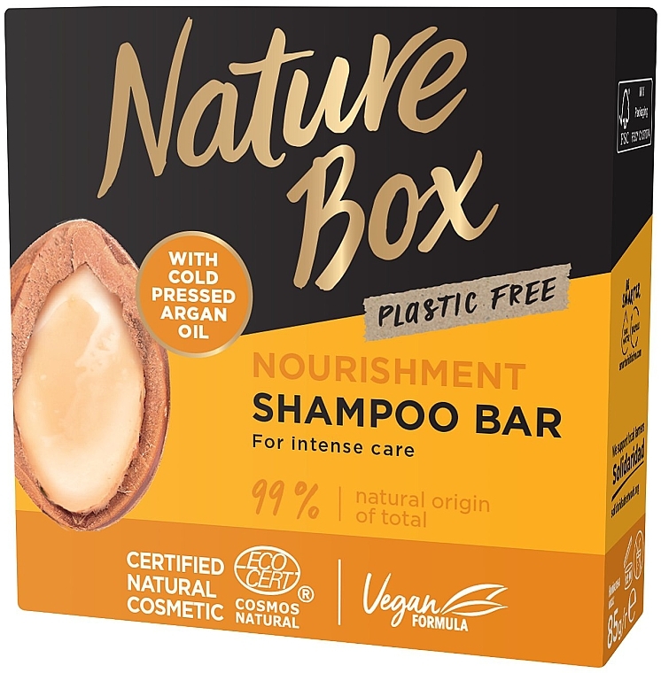 Твердый шампунь для питания волос с аргановым маслом холодного отжима - Nature Box Nourishment Vegan Shampoo Bar With Cold Pressed Argan Oil — фото N2