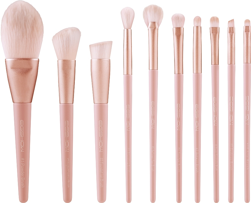 Набор кистей для макияжа, 10 шт - Eigshow Morandi Series Coral Vegan Brush Set