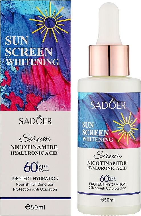 Солнцезащитная сыворотка с гиалуроновой кислотой - Sadoer Sunscreen Whitening Essence SPF60+/PA + + — фото N2