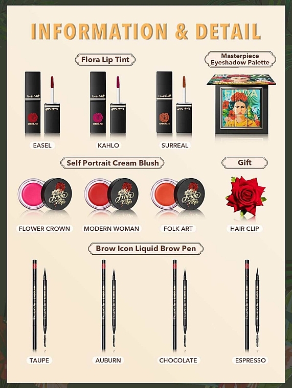 Набір, 12 продуктів - Sheglam X Frida Kahlo Collection Beauty Makeup Set — фото N2