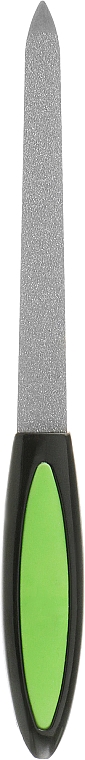 Пилка для нігтів металева з гумовою ручкою, 15 см, чорно-салатова - Zauber — фото N1