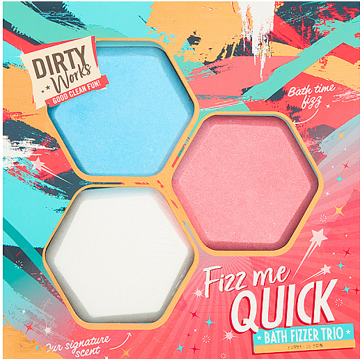 Набір - Dirty Works Fizz Me Quick Bath Fizzer Trio (bath/bomb/3х80g) — фото N1