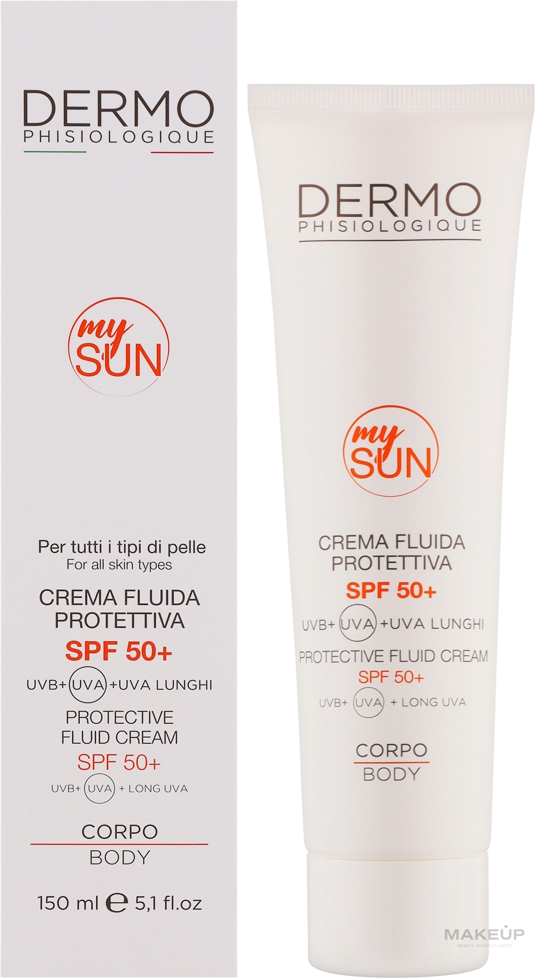 Защитный флюидный крем для лица и тела SPF 50+ - Dermophisiologique My Sun Protective Fluid Cream SPF50+ — фото 150ml