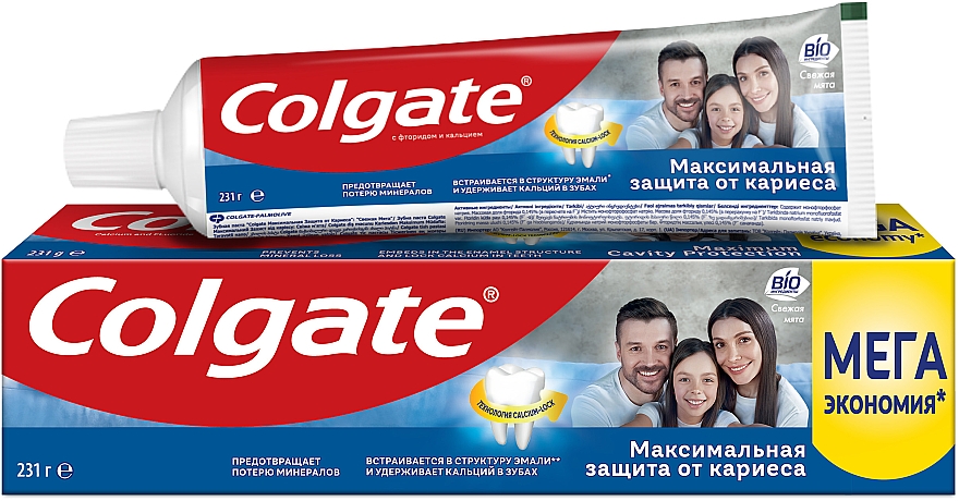 Зубная паста "Максимальная защита от кариеса. Свежая мята", с жидким кальцием для всей семьи - Colgate Cavity Protection — фото N1