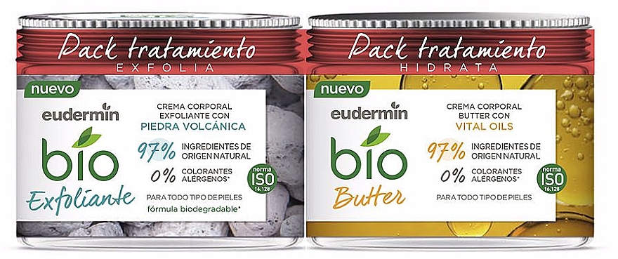 Набор - Eudermin Bio Natural Exfolia + Hidrata Set (scr/300ml + b/oil/300ml) — фото N1
