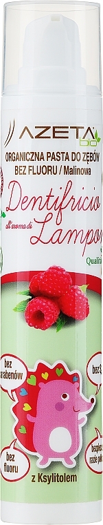 Дитяча зубна паста, 3-7 років, "Малина" - Azeta Bio Organic Kids Toothpaste Raspberry — фото N1