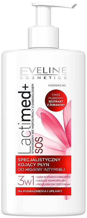 Успокаивающий гель для интимной гигиены 3 в 1 - Eveline Cosmetics Lactimed+ SOS Soothing Intimate Gel