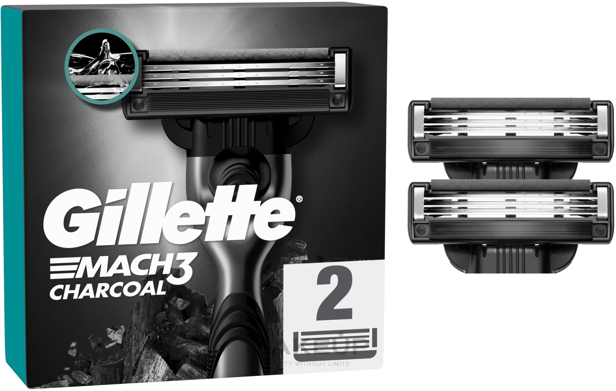 Сменные кассеты для бритья "Древесный уголь" - Gillette Mach-3 Charcoal — фото 2шт