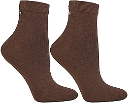 Парфумерія, косметика Жіночі короткі шкарпетки в рубчик 3/4 з вишивкою, коричневі - Moraj