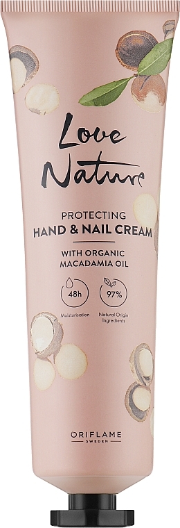 Захисний крем для рук і нігтів з олією макадамії - Oriflame Love Nature Caring Hand & Nail Cream With Organic Macadamia Oil — фото N3