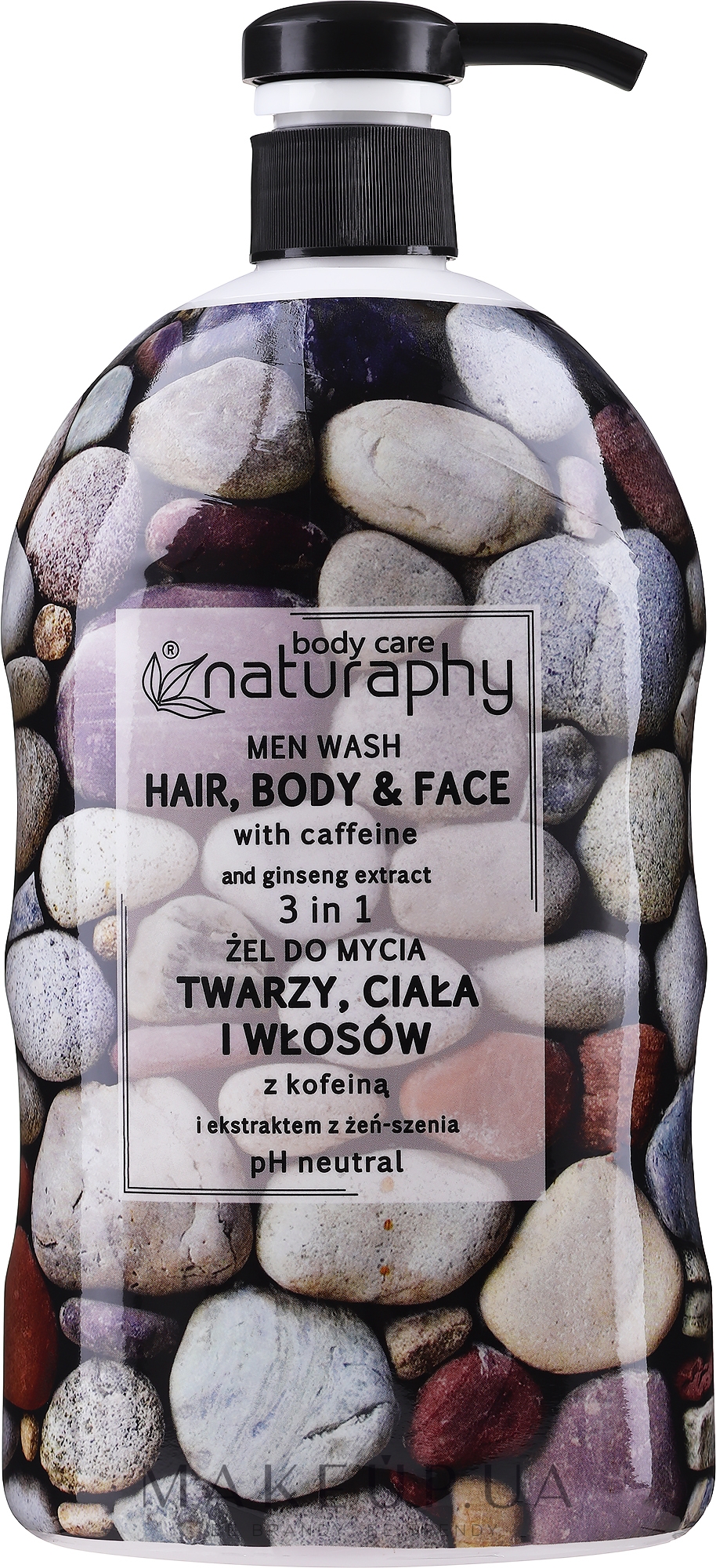 Гель-шампунь для тела и волос с кофеином для мужчин - Naturaphy Men Wash Hair, Body And Face — фото 1000ml