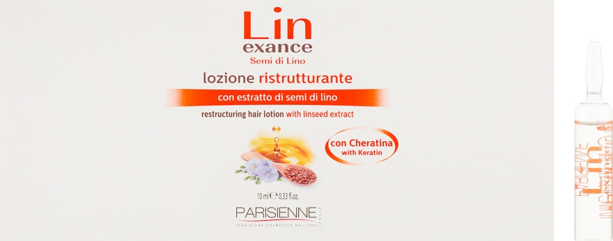 Восстанавливающий лосьон для волос в ампулах - Parisienne Italia Lin Exance Semi Di Lino Lozione Ristrutturante