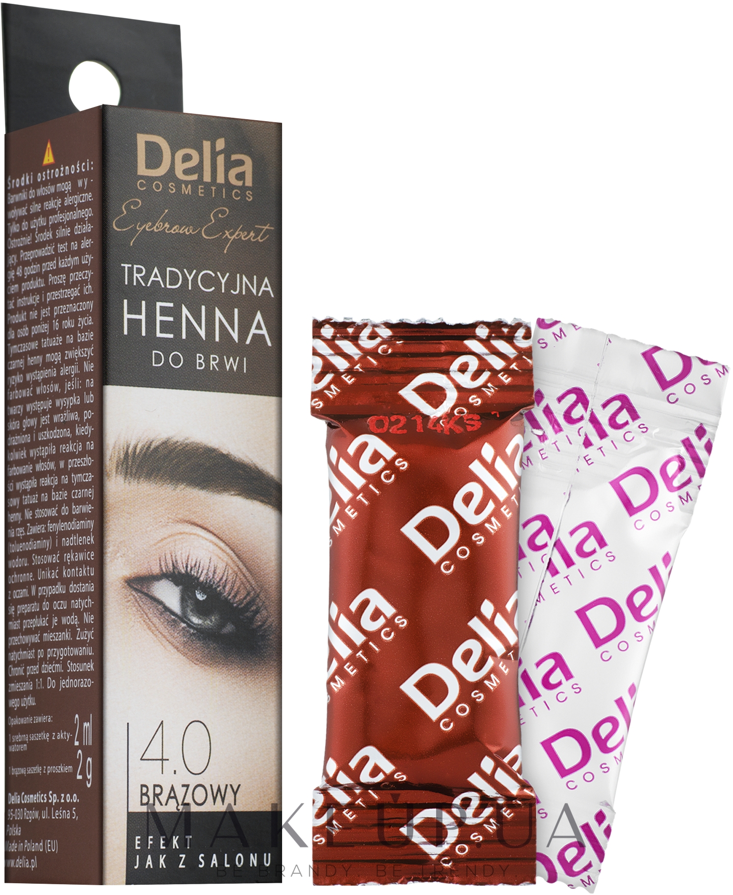 Краска для бровей в порошке, коричневая - Delia Brow Dye Henna Traditional Brown — фото 2x2ml