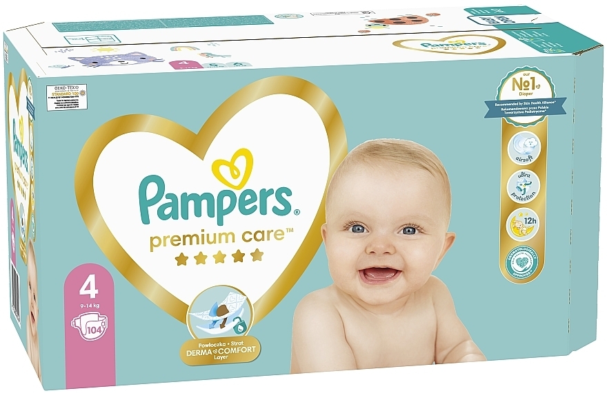 Подгузники Pampers Premium Care. Размер 4 (Maxi), 9-14кг, 104 штук - Pampers — фото N3