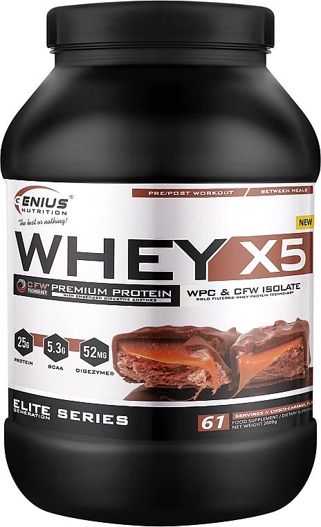 Протеин "Шоколад и карамель" - Genius Nutrition Whey-X5 Premium Protein Choco Caramel — фото N2