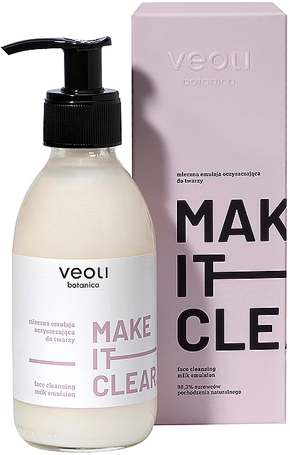 Молочко-емульсія для очищення обличчя - Veoli Botanica Face Cleansing Milk Emulsion Make It Clear — фото N2