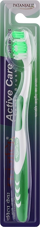 Зубная щетка "Активный уход", бело-зеленая - Patanjali Active Care Toothbrush — фото N1