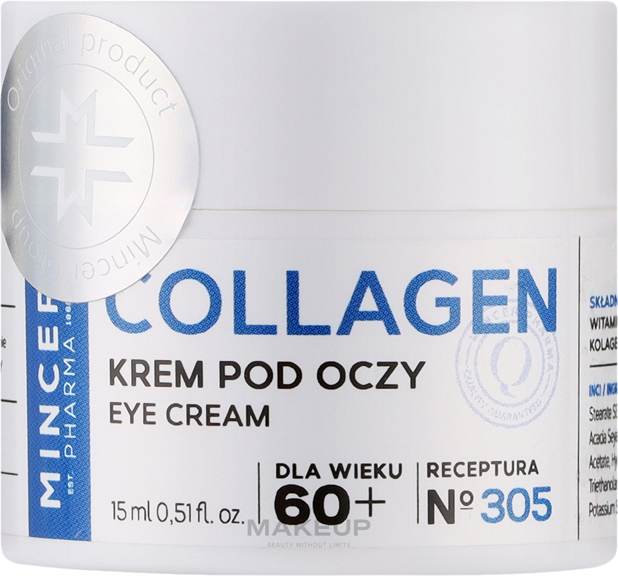 Крем для кожи вокруг глаз 60+ №305 - Mincer Pharma Collagen Eye Cream — фото 15ml