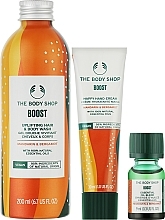 Набір - The Body Shop Mandarin & Bergamot Vegan Boost (gel /200ml + oil /9ml + h/cr/30ml) — фото N2