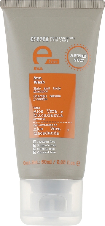 Шампунь "Защита от солнца" для волос и тела - Eva Professional E-line Sun Wash — фото N1