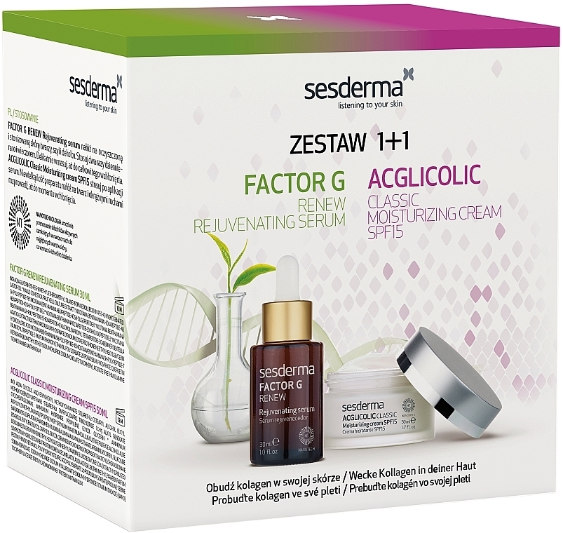 Набор - SesDerma Laboratories Factor G & Acglicolic (serum/30ml + cr/50ml) — фото N1