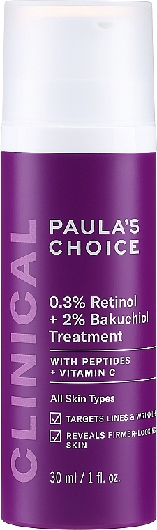 Омолоджувальний засіб із ретинолом та бакучіолом - Paula's Choice Clinical 0.3% Retinol + 2% Bakuchiol Treatment — фото N1