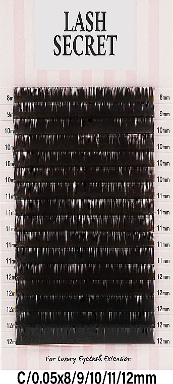 Накладные ресницы, черные, 16 линий (mix, 0.05, C, 8-12) - Lash Secret — фото N1