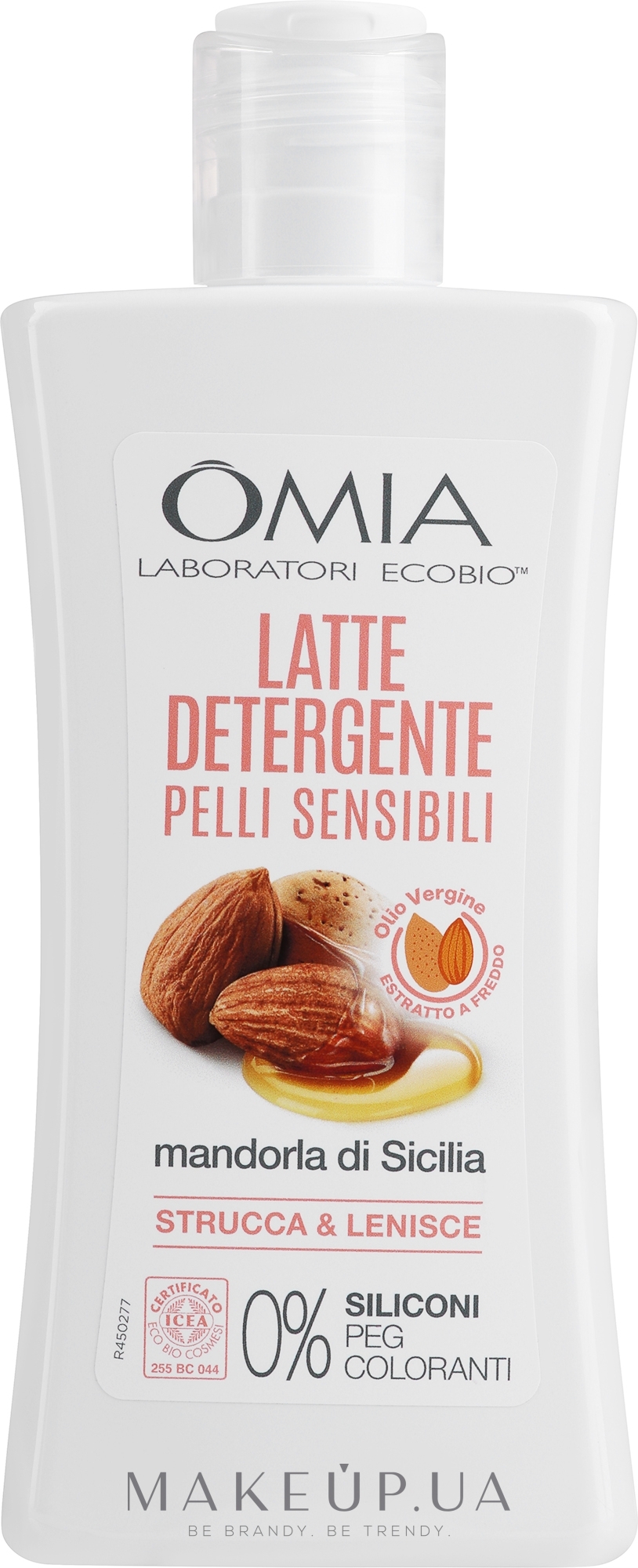 Очищувальне молочко для обличчя з мигдалем і мальвою - Omia Labaratori Ecobio Almond And Mallow Cleansing Milk — фото 200ml