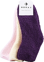Духи, Парфюмерия, косметика Женские пушистые носки, 3 пары, светло-розовые + бежевые + фиолетовые - Moraj Mix Color