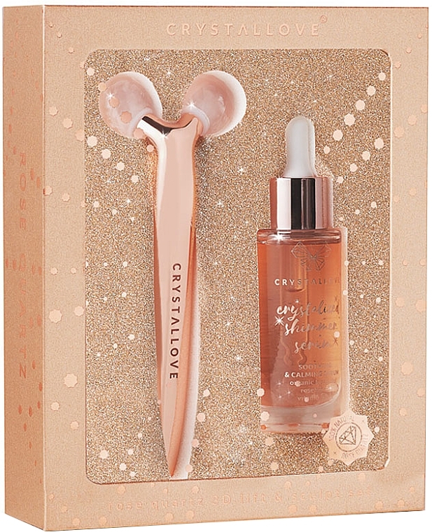 Набор - Crystallove Rose Quartz 3D Lift & Sculpt Set Limited Edition (ser/30ml + massager/1pc) — фото N2