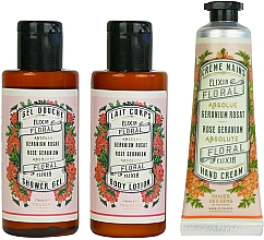 Набір для подорожей "Троянда і герань" - Panier des Sens Rose Geranium Week-End Set (sh/gel/70ml + b/lot/70ml + h/cr/30ml + bag) — фото N2