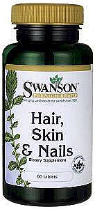 Харчова добавка для зміцнення волосся, нігтів і шкіри, 60 шт. - Swanson Hair, Skin and Nails — фото N1