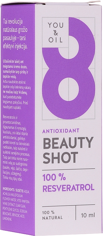 Антиоксидантная сыворотка для лица с ресвератролом - You & Oil Serum Facial N8 Antioxidante Natural Vegano Resveratrol Beauty Shot — фото N1