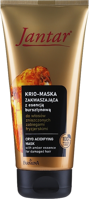 Кріомаска для волосся, пошкодженого перукарськими процедурами, з бурштиновою есенцією - Farmona Jantar — фото N1