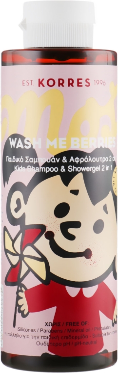 Детский шампунь и гель для душа 2в1 "Ягоды" - Korres Wash Me Berries Kids Shampoo and Showergel