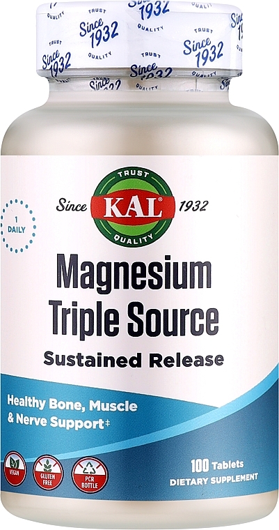 Харчова добавка "Магній" - Kal Magnesium Triple Source Sustained Release 500 mg — фото N1