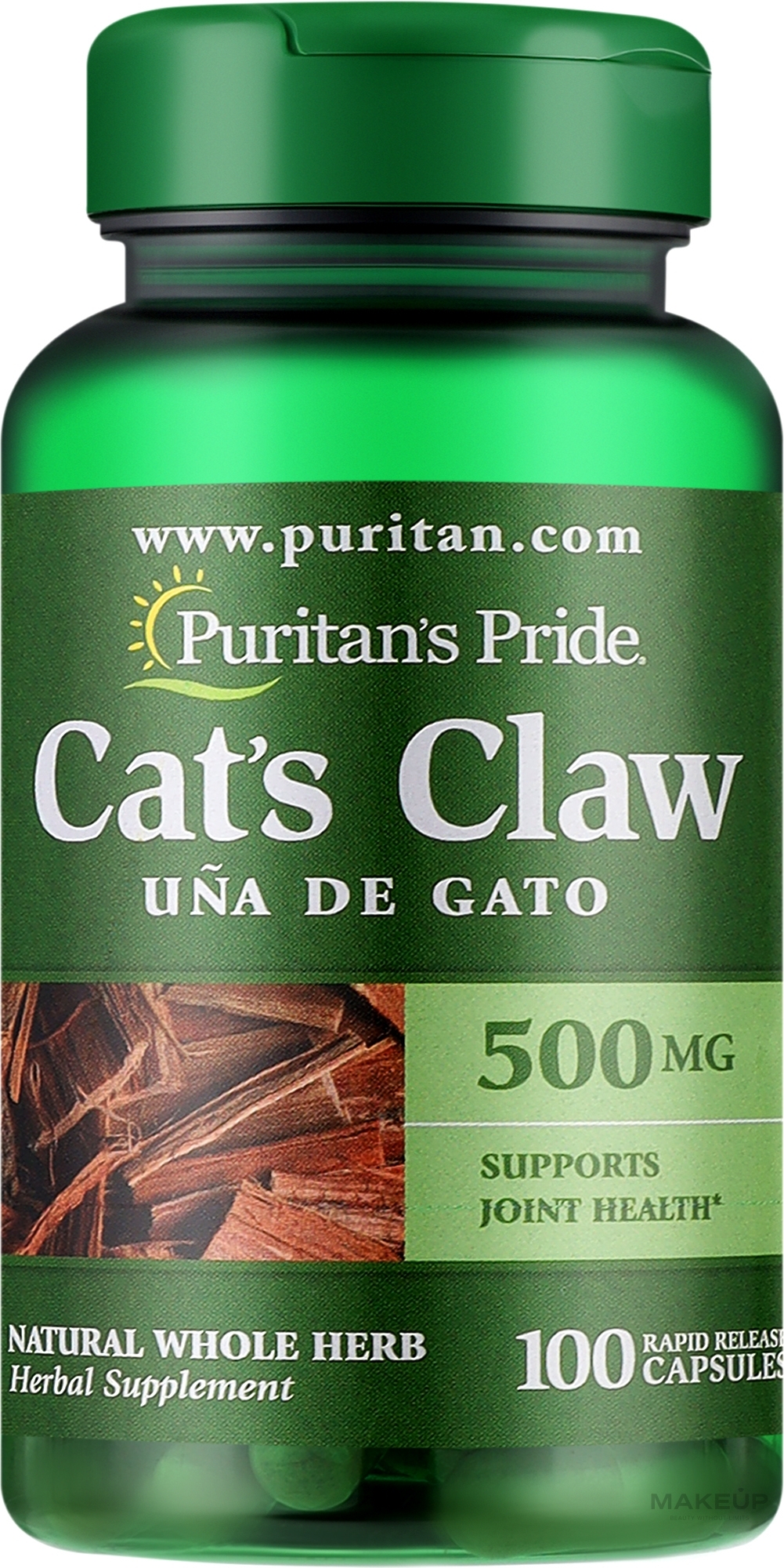 Пищевая добавка "Кошачий коготь", 500 mg - Puritan's Pride Cat's Claw  — фото 100шт