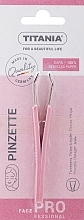 Пінцет прямий, з пластиковими ручками, 8 см, 1061/a, світло-рожевий - Titania — фото N1
