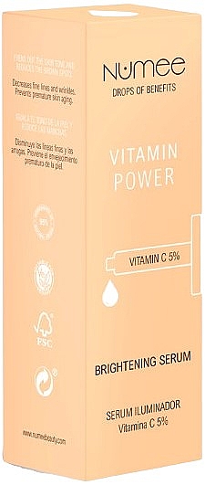 Освітлювальна сироватка для обличчя з вітаміном С - Numee Drops Of Benefits Vitamin Power Vitamin C Brightening Serum — фото N2