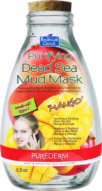 Маска очищувальна для обличчя з глиною мертвого моря "Манго" - Purederm Purifying Dead Sea Mud Mask With Mango — фото N1