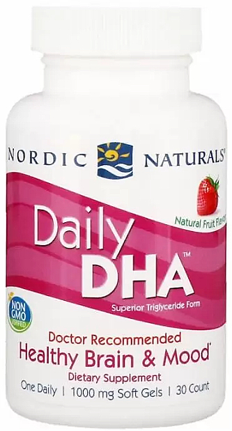 Харчова добавка зі смаком полуниці 1000 мг "Риб'ячий жир" - Nordic Naturals Daily DHA — фото N1