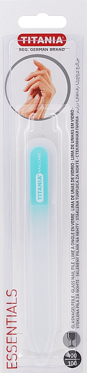 Стеклянная пилочка для ногтей, голубая - Titania Nail File — фото N1
